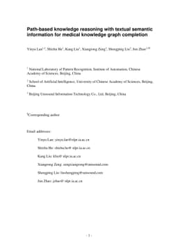 Path-based knowledge reasoning with textual semantic information for
  medical knowledge graph completion