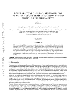 Recurrent-type Neural Networks for Real-time Short-term Prediction of
  Ship Motions in High Sea State