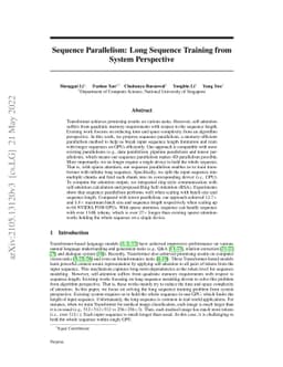 Sequence Parallelism: Long Sequence Training from System Perspective