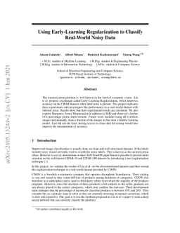 Using Early-Learning Regularization to Classify Real-World Noisy Data