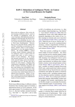 RAW-C: Relatedness of Ambiguous Words--in Context (A New Lexical
  Resource for English)
