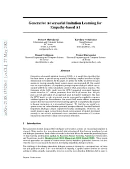 Generative Adversarial Imitation Learning for Empathy-based AI
