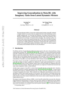 Improving Generalization in Meta-RL with Imaginary Tasks from Latent
  Dynamics Mixture
