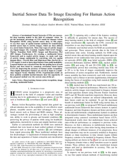 Inertial Sensor Data To Image Encoding For Human Action Recognition