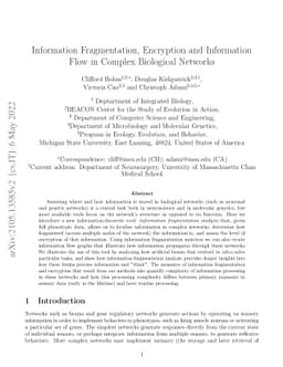 Information Fragmentation, Encryption and Information Flow in Complex
  Biological Networks