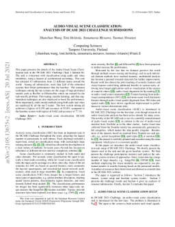 Audio-visual scene classification: analysis of DCASE 2021 Challenge
  submissions