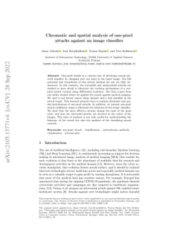 Chromatic and spatial analysis of one-pixel attacks against an image
  classifier