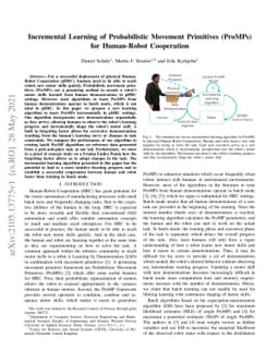 Incremental Learning of Probabilistic Movement Primitives (ProMPs) for
  Human-Robot Cooperation