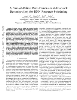 A Sum-of-Ratios Multi-Dimensional-Knapsack Decomposition for DNN
  Resource Scheduling