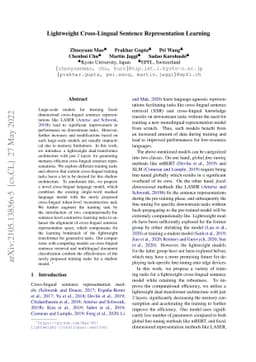 Lightweight Cross-Lingual Sentence Representation Learning