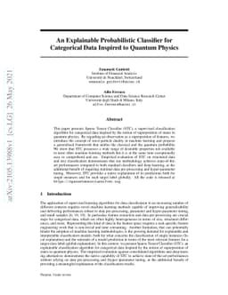 An Explainable Probabilistic Classifier for Categorical Data Inspired to
  Quantum Physics