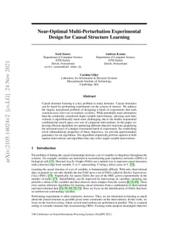 Near-Optimal Multi-Perturbation Experimental Design for Causal Structure
  Learning