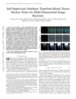 Self-Supervised Nonlinear Transform-Based Tensor Nuclear Norm for
  Multi-Dimensional Image Recovery