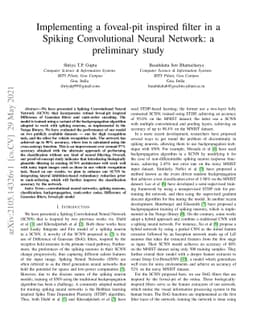 Implementing a foveal-pit inspired filter in a Spiking Convolutional
  Neural Network: a preliminary study
