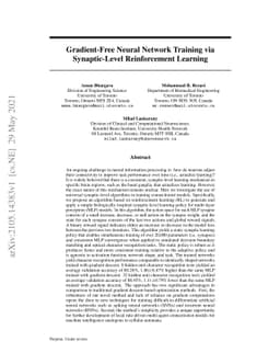 Gradient-Free Neural Network Training via Synaptic-Level Reinforcement
  Learning