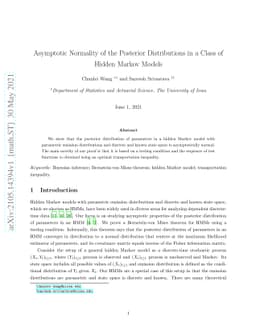 Asymptotic Normality of the Posterior Distributions in a Class of Hidden
  Markov Models