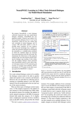 NeuralWOZ: Learning to Collect Task-Oriented Dialogue via Model-Based
  Simulation