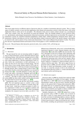 Perceived Safety in Physical Human Robot Interaction -- A Survey