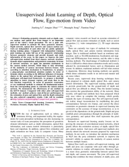 Unsupervised Joint Learning of Depth, Optical Flow, Ego-motion from
  Video