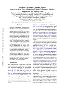 Defending Pre-trained Language Models from Adversarial Word
  Substitutions Without Performance Sacrifice