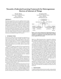 Towards a Federated Learning Framework for Heterogeneous Devices of
  Internet of Things