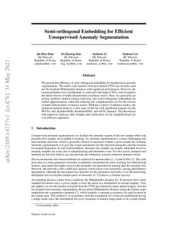 Semi-orthogonal Embedding for Efficient Unsupervised Anomaly
  Segmentation