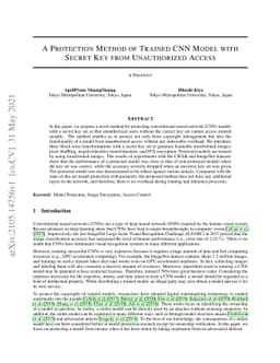 A Protection Method of Trained CNN Model with Secret Key from
  Unauthorized Access