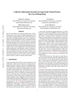 Collective Information Security in Large-Scale Urban Protests: the Case
  of Hong Kong