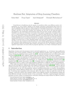 Rawlsian Fair Adaptation of Deep Learning Classifiers