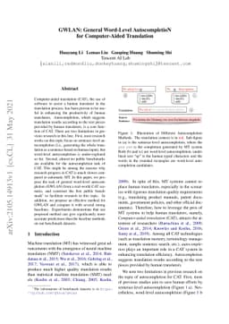 GWLAN: General Word-Level AutocompletioN for Computer-Aided Translation