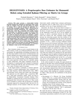 DILIGENT-KIO: A Proprioceptive Base Estimator for Humanoid Robots using
  Extended Kalman Filtering on Matrix Lie Groups