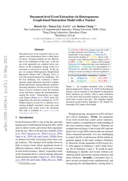 Document-level Event Extraction via Heterogeneous Graph-based
  Interaction Model with a Tracker
