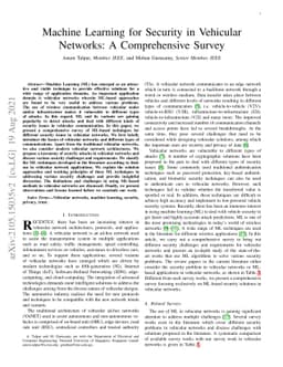 Machine Learning for Security in Vehicular Networks: A Comprehensive
  Survey