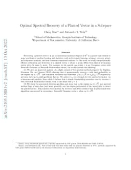 Optimal Spectral Recovery of a Planted Vector in a Subspace