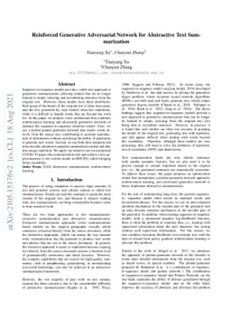 Reinforced Generative Adversarial Network for Abstractive Text
  Summarization