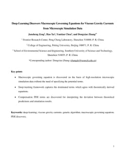 Deep-Learning Discovers Macroscopic Governing Equations for Viscous
  Gravity Currents from Microscopic Simulation Data