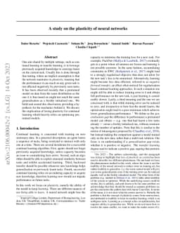 A study on the plasticity of neural networks