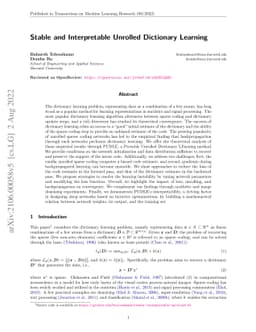 Stable and Interpretable Unrolled Dictionary Learning