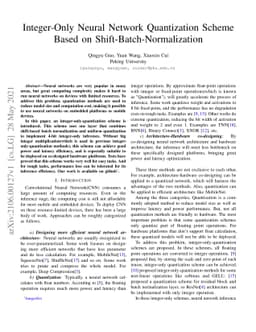 Integer-Only Neural Network Quantization Scheme Based on
  Shift-Batch-Normalization