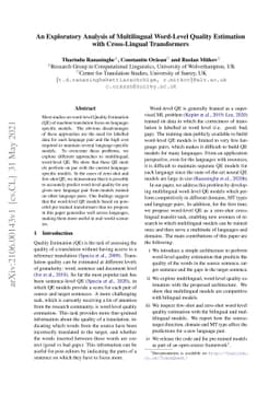 An Exploratory Analysis of Multilingual Word-Level Quality Estimation
  with Cross-Lingual Transformers