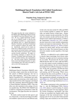 Multilingual Speech Translation with Unified Transformer: Huawei Noah's
  Ark Lab at IWSLT 2021