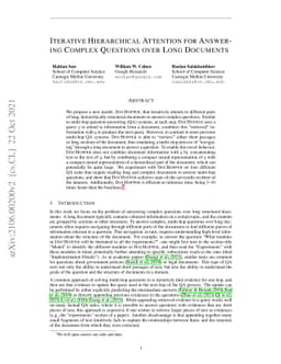 Iterative Hierarchical Attention for Answering Complex Questions over
  Long Documents