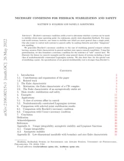 Necessary conditions for feedback stabilization and safety