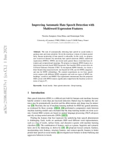 Improving Automatic Hate Speech Detection with Multiword Expression
  Features