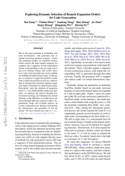 Exploring Dynamic Selection of Branch Expansion Orders for Code
  Generation