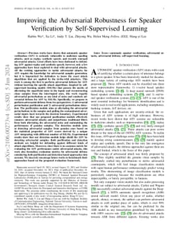 Improving the Adversarial Robustness for Speaker Verification by
  Self-Supervised Learning