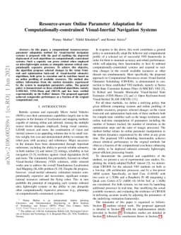 Resource-aware Online Parameter Adaptation for
  Computationally-constrained Visual-Inertial Navigation Systems