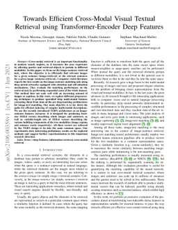 Towards Efficient Cross-Modal Visual Textual Retrieval using
  Transformer-Encoder Deep Features