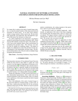 Natural Statistics of Network Activations and Implications for Knowledge
  Distillation