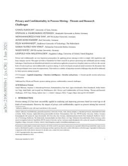 Privacy and Confidentiality in Process Mining -- Threats and Research
  Challenges